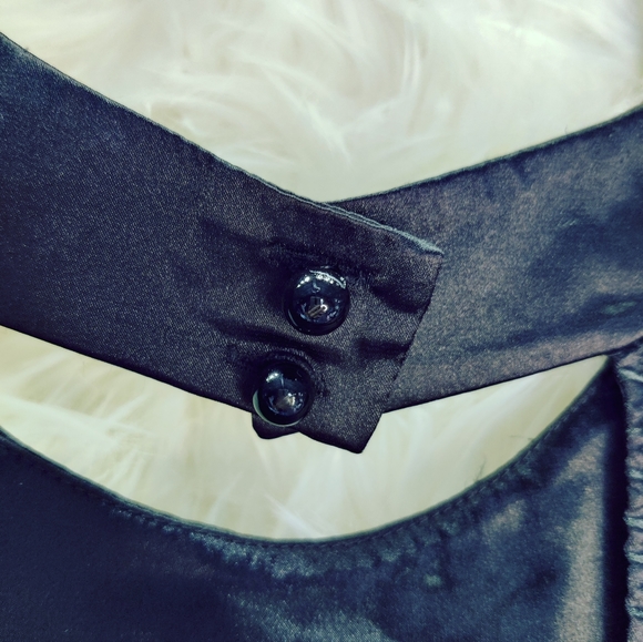 SILKY *M* OPEN Keyhole back CLASSY Cocktail Little Black Dress - Picture 8 of 8